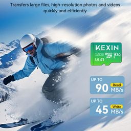 kexin 128GB Micro SD Card with SD Adapter, microSDXC UHS-I U3 V30 A1 Memory Card, 85MB/s Read 30MB/s Write, 4K UHD High Speed TF Card for GoPro, Drone, DSLR Camera, Android Phone (128GB) image 3