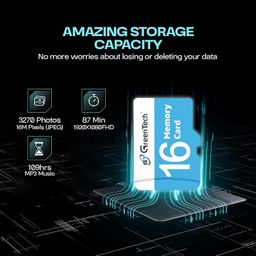 gt green tech GreenTech 16 GB Micro SD Memory Card with Ultra High Speed 3.0 | Full HD Video Resolution | Upto 100 Mbps Read Speed | Suitable for Tablet, Car Recorder, Camera, Smart Phone, Surveillance, Drone image 4