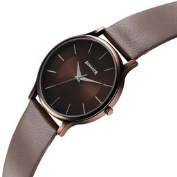 sonata Aspire Quartz Analog Brown Dial Leather Strap Watch for Men-NS77105QL02W/NT77105QL02W image 2