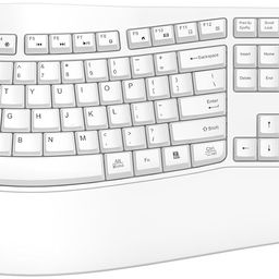 QUASIO Ergonomic Wireless Keyboard with Wrist Rest, Wave Keys, Comfortable Natural Typing, 2.4GHz Full Size Ergo Wireless Computer Keyboard for Multi-OS, Windows, Mac OS Laptop/PC/Notebook(White image 1