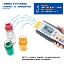 LABART 4-Channel K-Type Digital Thermometer Thermocouple Sensor -200~1372°C/2501°F Sensor HT-9815 with Certificate, Pack of 1 image 3