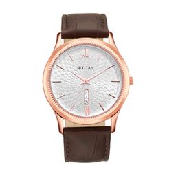 titan Analog with Day and Date White Dial Leather Strap Watch for Men-NS1824WL02/NT1824WL02 image 2
