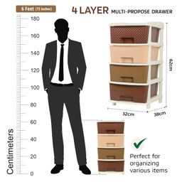 Kuber Industries Plastic Modular 4 Drawer Storage Basket/Storage Rack For storing Many Accessories (Brown) image 3