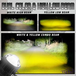 FABTEC 3in1 Projector Lens Fog Light With Tri-Color Inbuilt Led High/Low Beam 12V 3.0" BI-Xenon Fog Light Projector Housing (White/Yellow, 5500K) image 5