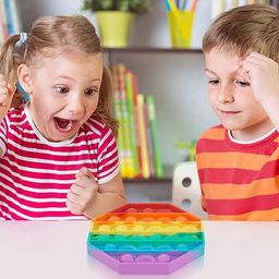 Toyshine Pack of 4- Circle, Square, Octagon and Curve Square - Fidget Popping Sounds Toy, BPA Free Silicone, Push Bubbles Toy for Autism Stress Reliever, Sensory Toy Pop It Toys image 5