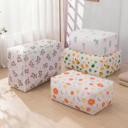 FORKLS Under-Bed Storage Bag – Large Foldable Organizer for Quilts, Clothes, and Blankets with Zipper & Dustproof Fabric (Color Print May Vary) (2pc) image 1