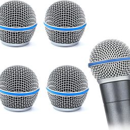 kh Microphone Head Beta 58 Replacement Standard Size Grille Mic Replacement with Foam, Mic Replacement Grill Cover Built in Foam Filter (Pack of 4) image 1