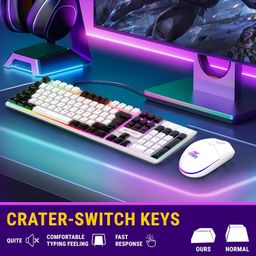 Ant Esports KM1610 LED Keyboard and Mouse Combo, 104 Keys Rainbow Backlit Keyboard and 7 Colour RGB Mouse, White Gaming Keyboard and Mouse Combo for PC Laptop Xbox PS4 Gamers and Work image 5