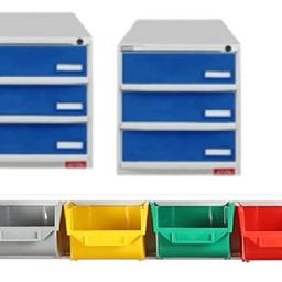 ALKON CRASH CART COMPONENTS CONSIST 02NOS. Modular Drawer Systems AMSL-3 & 06 Nos. Bins & 01No. Channel image 1