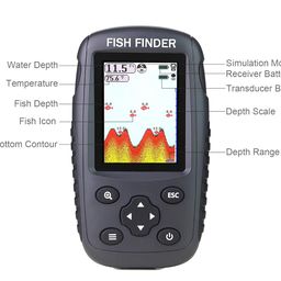 venterior Portable Rechargeable Fish Finder Wireless Sonar Sensor Fishfinder Depth Locator with Fish Size, Water Temperature, Bottom Contour, Color LCD Display image 3