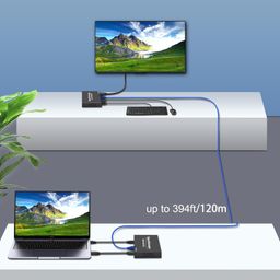 LornCeng HDMI KVM USB Extender, Supports Up to 394FT/120M, Touch Switch, Plug and Play, Black image 2