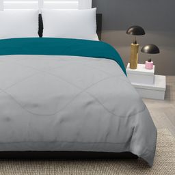 KEA Microfibre Reversible Double Bed King Size Comforter/Duvet for All Weather(Cyan & Grey, 250 GSM)|Comforter Double image 4