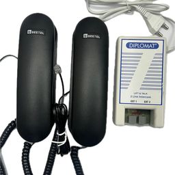 DIPLOMAT 2(Two) Line Intercom(1+1 Hot Line)- Lift and Talk EPABX for Home and Office Communication with 2 Beetle B-25 Handy Phone Compatible with Corded & Cordless Landline Phone (Off White) image 3