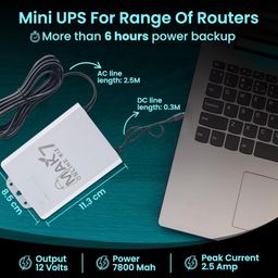 mak7 online biz MAK7 Mini UPS for WiFi Router | 12V-2amp~2.5 (Peak) | Power Backup 6 to 8 Hours Battery | Surge Protection | Compact WiFi UPS Power Backup for Home & Office | Modem Power Backupp image 2