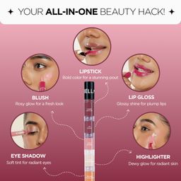 BELLAVITA High Five 5-in-1 Face Glam Makeup Stack- Eyeshadow, Highlighter, Lip Gloss, Lipstick & Blush | Long-Lasting, Smudge-Proof, Travel-Friendly | Smooth Talker | 4.3ml image 5