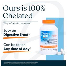 doctor's best Doctor's Best, High Absorption Magnesium, 100% Chelated, 240 Tablets image 5