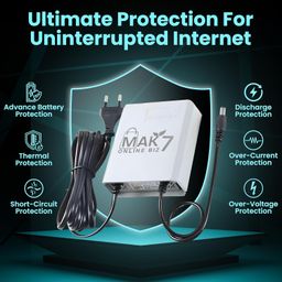 mak7 online biz MAK7 Mini UPS for WiFi Router | 12V-2amp~2.5 (Peak) | Power Backup 6 to 8 Hours Battery | Surge Protection | Compact WiFi UPS Power Backup for Home & Office | Modem Power Backupp image 3