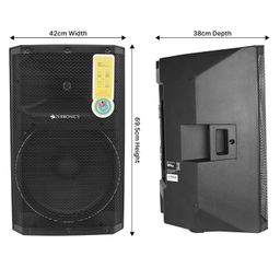 ZEBRONICS Epic Plus Party DJ Speaker, 480 Watts, Supports Bluetooth, USB, SD, AUX, Dual UHF Wireless MIC, Karaoke & Recording Function, Wired Mic Input & Controls, Black image 2
