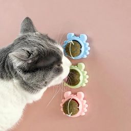 sunkizzrs Catnip Toy (1 Pcs) Catnip Balls Catnip Wall Toys for Cats Rotatable Edible Mint Natural Healthy Teeth Cleaning Chew Claw Toy for Cat/Kitten (Green) image 1