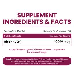 Vlado's Himalayan Organics Biotin 10000Mcg For Healthy Hair And Skin - 120 Tablets image 2