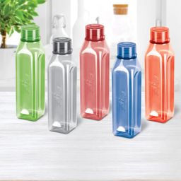 MILTON Prime Pack of 5 Water Bottles, 1 Litre Each, Reusable Plastic Fridge Bottle Set, BPA Free and Leak Proof Bottles for Travel, Work, Assorted image 3