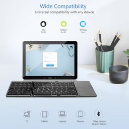 acoucou Go-Tecz Foldable Bluetooth Keyboard,Wireless Bluetooth Keyboard With Touchpad,Pocket Size Usb Rechargeable Bluetooth Keyboard Compatible With Ios,Windows,Android Smartphones,Tablets,Laptops And Etc. image 3