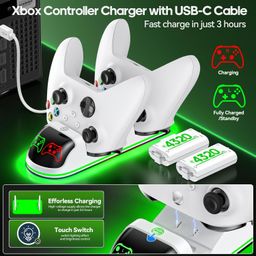 OIVO Controller Charger Compatible With Xbox Series X|S/Xbox One,Controller Charging Station With 2X1300Mah Rechargeable Battery Kit,Oivo Dual Charging Dock For Xbox One/One Elite/Series X|SUSB,White image 3