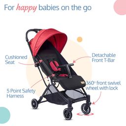LuvLap Urbane Baby Stroller/Pram with 5 Point Safety Harness,Easy Fold,Extended Canopy,Multi Level Recline,Looking Window,Easy Assembly,6 Month + (Red&Black) image 2