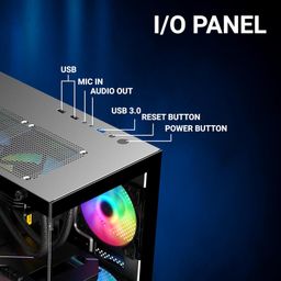 Ant Value Tempered_Glass CV200 Mid-Tower Computer Case/Gaming Cabinet - Black | Support M-ATX, M-ITX | Pre-Installed 3 Static RGB Fans image 4