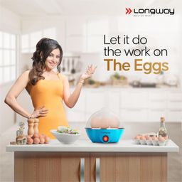 Longway Eggo 350 Watt Egg Boiler/Cooker for Steaming, Cooking & Boiling, 3 Boiling Modes, Boil Upto 7 Eggs (Blue) image 2