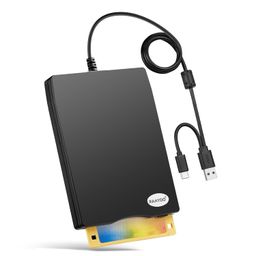 raayoo USB External Floppy Disk Reader Drive, 3.5" Portable 1.44 MB FDD Diskette Drive for Mac Windows 10/7/8/XP PC Laptop Desktop Notebook Computer and 5pcs Adhesive Black Hook and Loop Tape-(Black) image 1