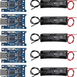 Electrobot TP4056 Type-C USB Lithium Battery Charging Module with 5 x 18650 Battery Holder | 1A 5V Li-ion Charger Board with Protection | Pack of 5 Sets | DIY Power Bank and Electronics Projects image 1