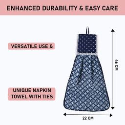 Kuber Industries 3 Pcs Microfiber Wash Basin Hand Towel with Hanging Loop | Soft Hanging Hand Towel for Kitchen and Bathroom | Quick-Dry Wash Basin Napkins for Everyday Use | Circle - Blue image 3