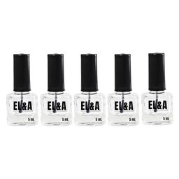 ear lobe & accessories [Ear Lobe & Accessories] Empty Nail Polish Bottles - 5 ml | Brush Cap for Easy Application | Clear Glass Bottles, Reusable, 6.3 X 2.3 cm - Pack of 5 image 1