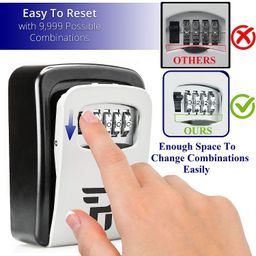 vix store Key Storage Lock Box, Key Lock Box, Wall Mount 4-Digit Combination Key Safe Lock Box, for Outside House Key Car Keys, Resettable Code Weatherproof Indoor Outdoor (R Silver) image 5