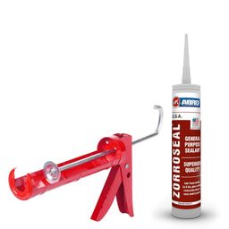 abro General Purpose Clear Silicone Sealant Adhesive Caulk with DIY GUN, Paintable, Weatherproof for General Sealing & Adhesion Application. image 1