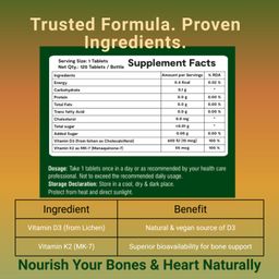 Zaveda Vitamin D3 K2 | Plant based Vitamin D3 K2 Supplement for Bone & Heart Health | Vitamin D tablets with Vitamin K2 MK7 | Premium Vitamin D3 supplement with K2 for Wellness -120 Veg Tablets image 3