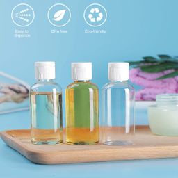 hunky dory 10pcs 30ml Empty Clear Plastic Bottles Refillable Travel Size Cosmetic Containers Small Leak Proof Squeeze Bottles with Black Flip Cap for Toiletries,Shampoo. (Pack of 10) image 4