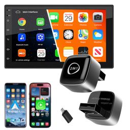 exblack 1 Year Warranty Latest 2025 Wireless Carplay and Android Auto Adapter 2-in-1 | Quick Connection & Auto Reconnect | Bluetooth 5.3 & 5.8Ghz WiFi | Easy to Use & Setup iOS & Android image 1