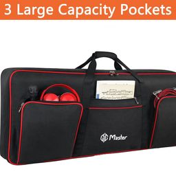 GIG Master Heavy Padded Keyboard Bag/Cover/Case for Yamaha PSR-E473, 61 Keys Keyboard with Dust Cover & Double Pocket(Black & Red) image 2