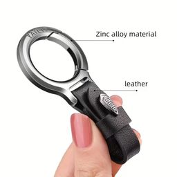 AUGEN Belt Loop Vegan Leather Leaf Key Ring Keychain For Keys Car image 4