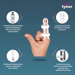 TYNOR Finger Cot, with Comfortable Protective Support for Finger Injuries | Fractures, Sprains & Recovery, Breathable and Lightweight Finger Splint for Men & Women | Pack of 1 (Silver, Large) image 3
