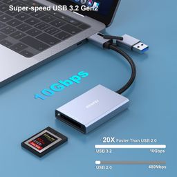 benfei CFexpress Card Reader 10Gbps, USB-C/USB-A 2-in-1 Type B CFexpress Adapter Compatible with Windows/Mac/Linux/Android image 3