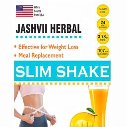 jashvii herbal Slim Shake for Weight Management | With 22g Triple Blend Protein (Whey, Soy) High Fibre, Low Calories, Multi Vitamins & Minerals, Meal Replacement Shake (Mango, 500 g) image 1