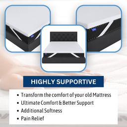 Comforto Memory Foam Mattress Topper (78x72x2 Inches) | Premium 2-Inch Pressure-Relieving Memory Foam | Soft & Supportive for Better Sleep | Durable and Long-Lasting Comfort image 4