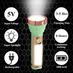 CINEFX Rechargeable Waterproof LED Torch Long Range high Power Flashlight 2W+3W Range 200 Meter. with 4 Modes Multi-Functional and Blinker Torch Emergency Light (Multicolor) image 3