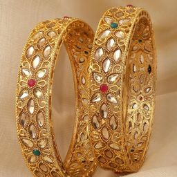 sukkhi Traditional Gold Plated Red And Green Kada Bracelet Bangle Jewellery Set for Women & Girls image 4