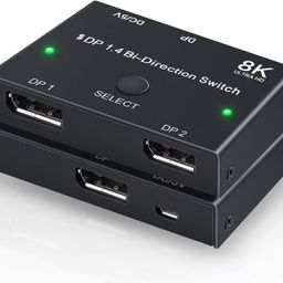 atdaraz Displayport Switch Bi-Directional DP 1.4 Switcher, 8K@30Hz 4K@120Hz 2K@144Hz DisplayPort 1.4 Switcher Splitter Converter 2X1 or 1X2 for Multiple Source and Displays, image 1