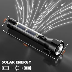 Otdair LED Flashlight Solar Power Flashlight,Ultra Bright Flashlight, High Lumens,USB Rechargeable,5 Modes for Outdoor,Camping,Hiking image 5