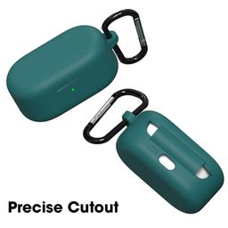 Sounce Earphone Case Cover Compatible for OnePlus Nord Buds 2, Soft Silicone Skin Case Cover Shock-Absorbing Protective Case with Keychain [Front LED Visible] (Green) image 2